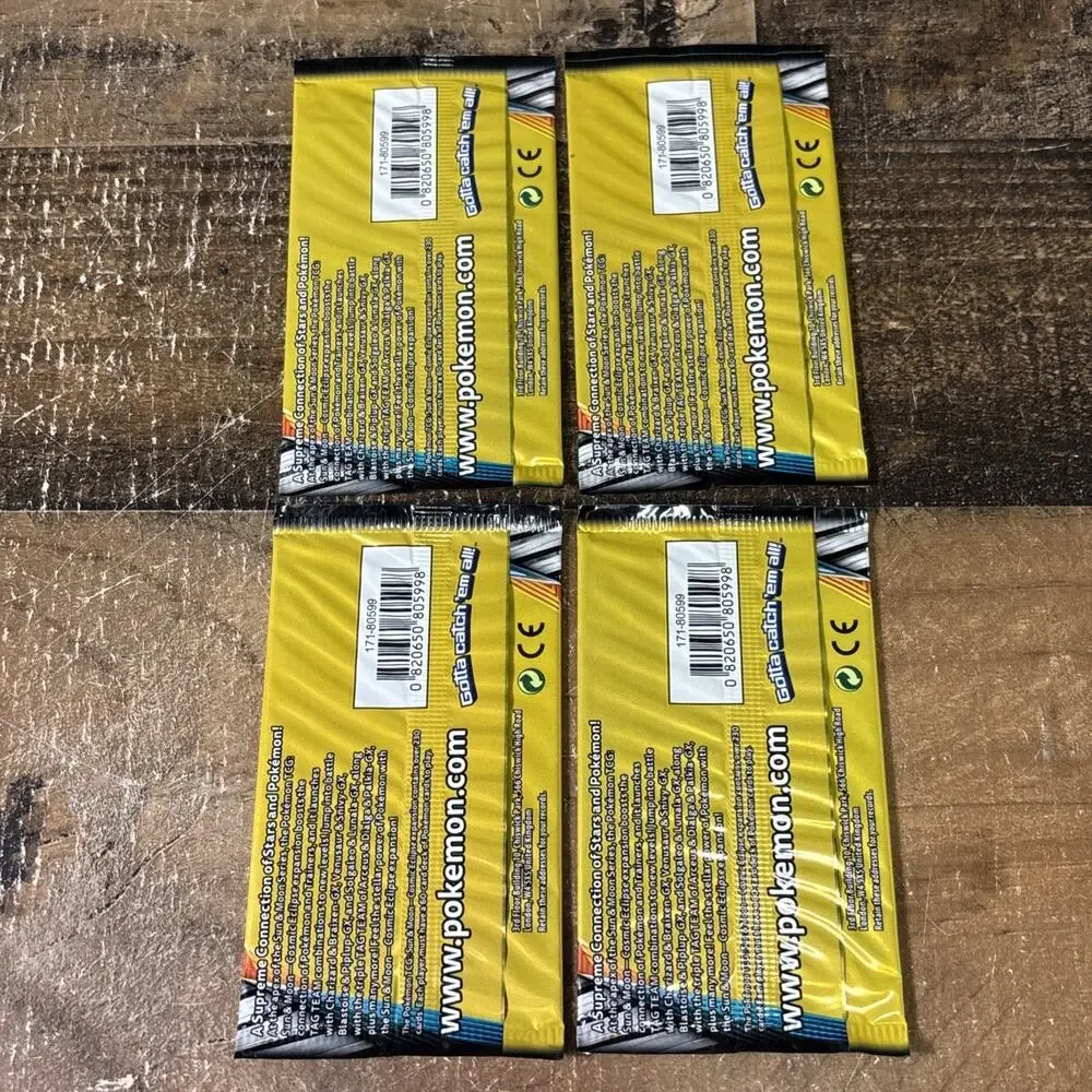 4x Pokemon Sun Moon Cosmic Eclipse 3 Card Mini Booster Packs Art Set 2019 Sealed